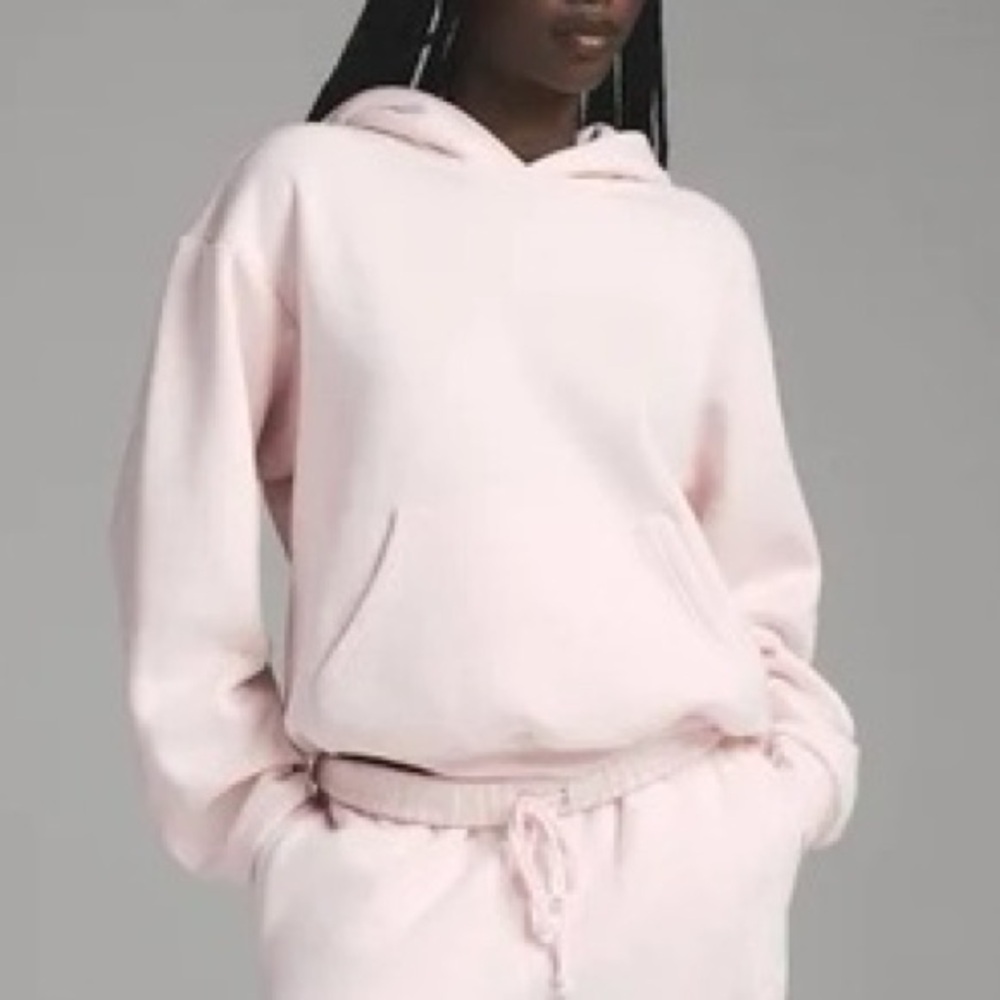 SKIMS Cotton Fleece Classic Light Pink Hoodie & Shorts Set! Size M